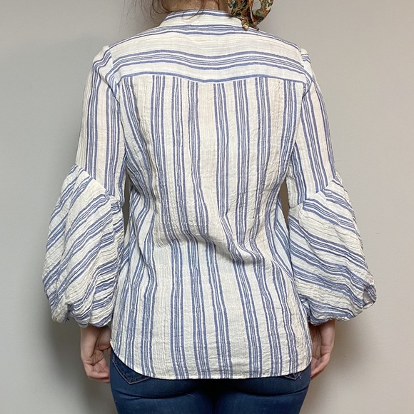 Etcetera White Blue/Metallic Striped Blouse - Picture 3 of 10